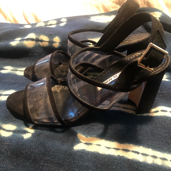 Barely Worn Manolo Blahnik Khan Suede & PVC Sandals - Picture 10 of 14